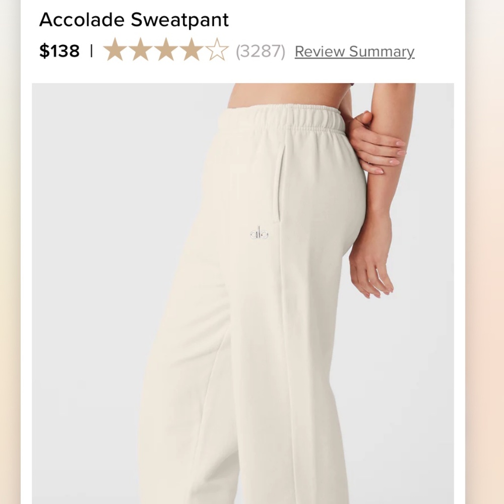 Alo Yoga Accolade Sweatpant in Bone Cream XS